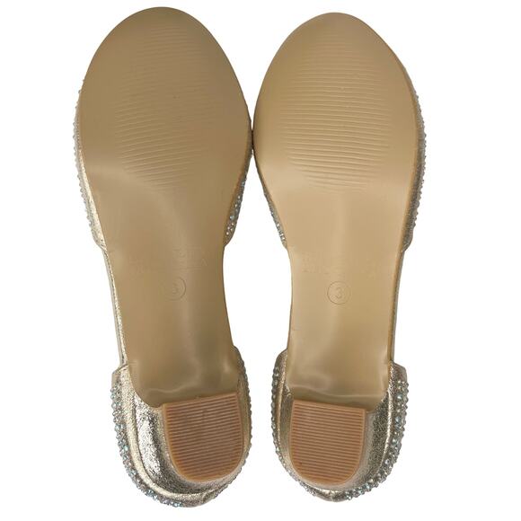 Badgley Mischka Girls Metallic Dress Shoes 3 Rhinestones Light Gold BM84031 - Picture 8 of 14